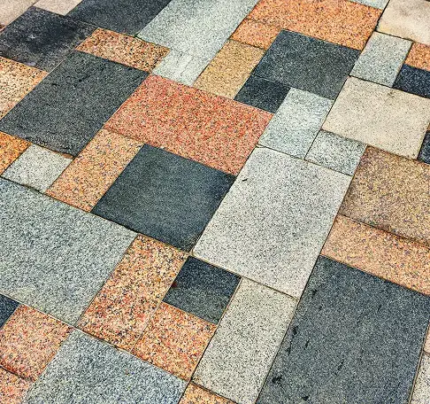 Colorful paver stones in mixed sizes and patterns